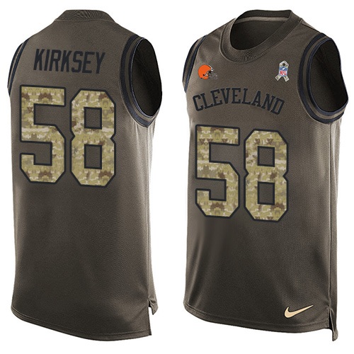 Men's Limited Chris Kirksey Nike Jersey Green - #58 Salute to Service Tank Top NFL Cleveland Browns
